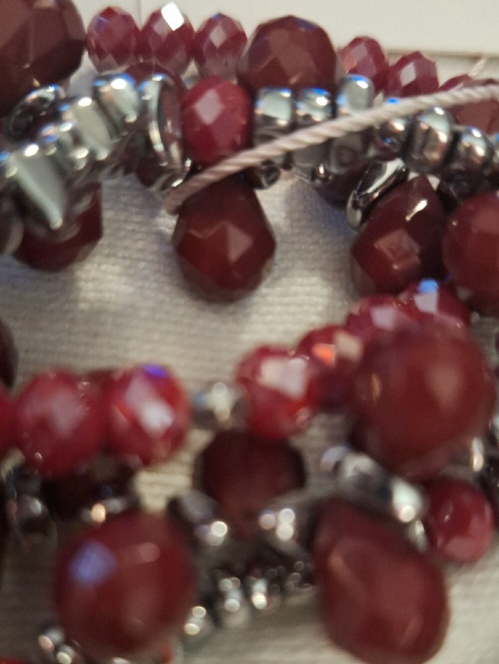 Babar Faceted Burgundy Bead Stretch Bracelet - Picture 4 of 4